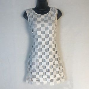 Nastygal Rehab Mod White checker overlay dress